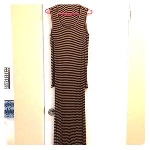 Striped Maxi with Cold Shoulder